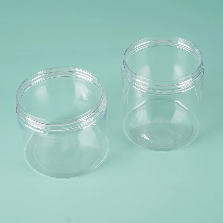 Wholesale Cosmetic Food Packaging Transparent Pet Plastic Cosmetic Cream Jar Food Storage Jar With Metal Aluminum Lid