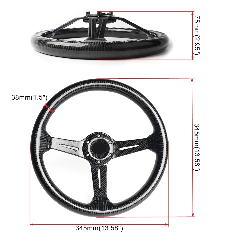 New Arrival Universal 350mm 14inch Racing Steering Wheel Car Rally Race Carbon Fiber JDM Steering Wheel