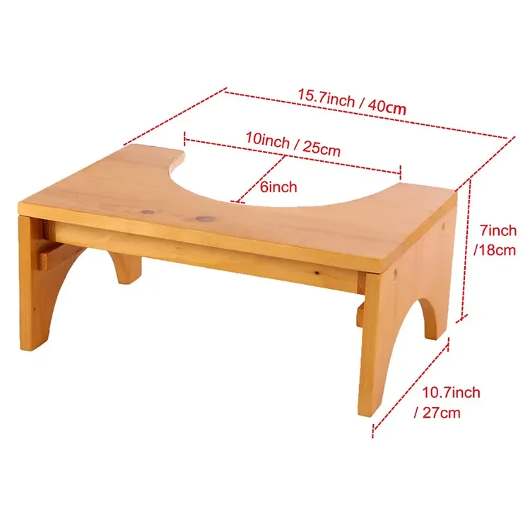 Bamboo Toilet Stool Non-Slip Squatting Toilet Step Stool Bamboo Wooden Poop Stool for Bathroom