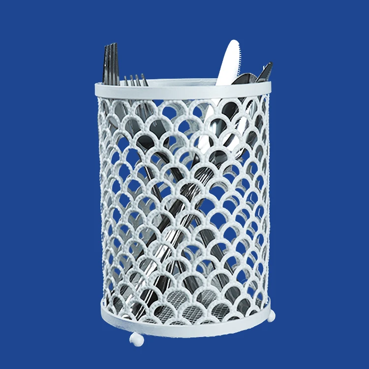 White Metal Metal Wire Restaurant Hotel Decor Cutlery Kitchen Utensil Stand Scoop Spoon Knife Chopsticks Table Cutlery Holder