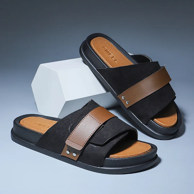 Mens Slippers Plus Personalized And Trendy Suitable For Outdoor Wear At Home Bathroom Non Slip Thick Soled One-piece Slippers