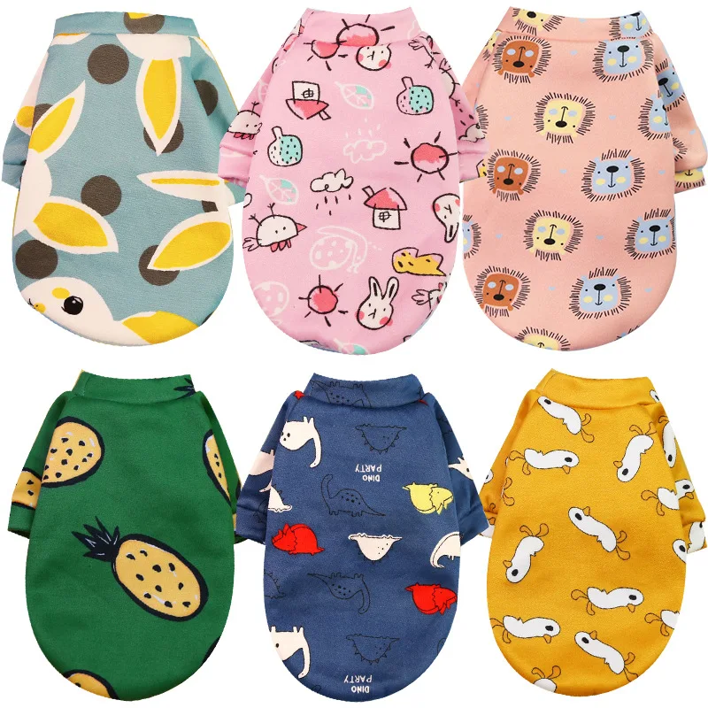 Printed cartoon pet clothes plus velvet two-legged sweater spring autumn winter dog clothes winter