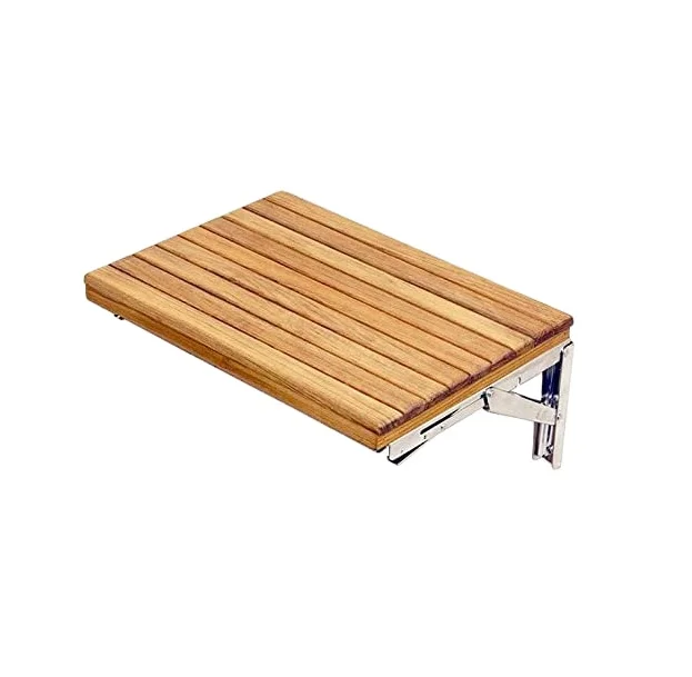 Shanghang Stainless Steel with Teak Wall-Mount Board Shower Bench Boat Wood Folding Hench
