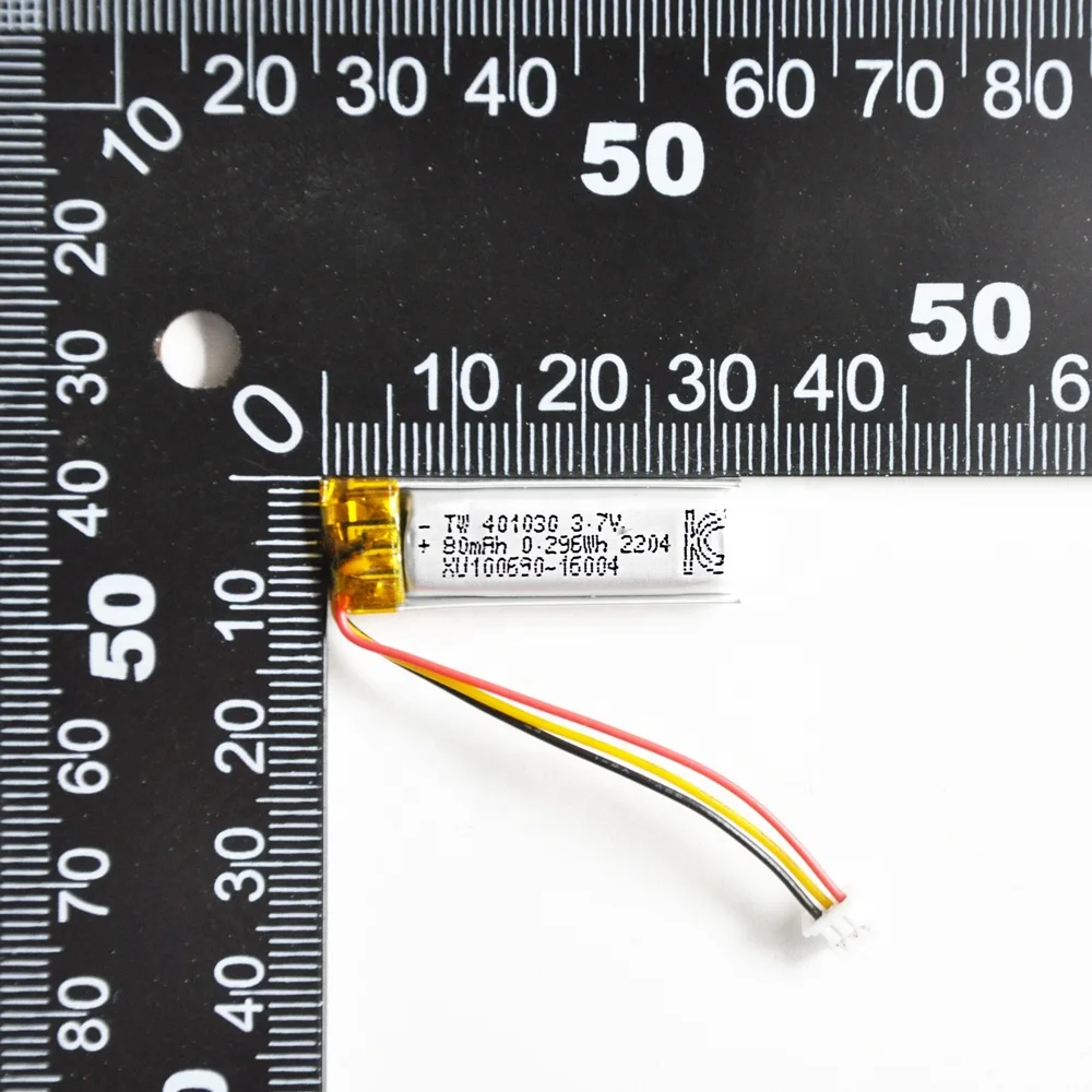 Small 3.7V 80Mah TW401030 Polymer Li-Ion Battery