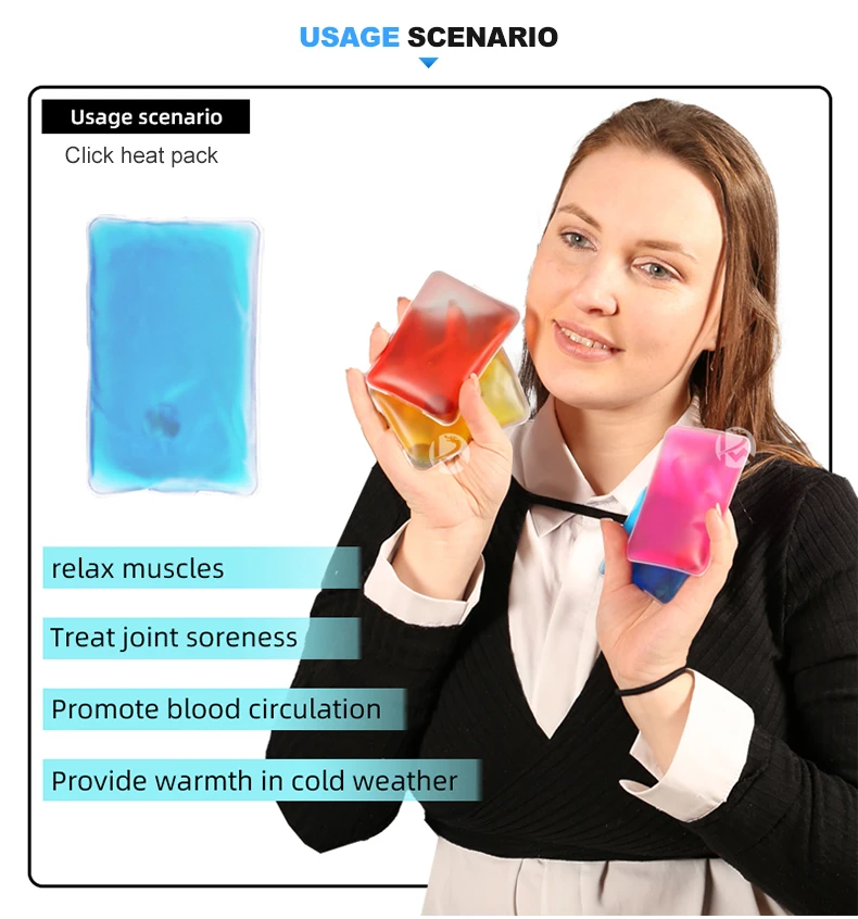 In Stock Make up Wholesale Custom Magic Heat Pack Reusable Hand Warmer Click Gel Hot Cold Pad for Pain Relief Heat Pack