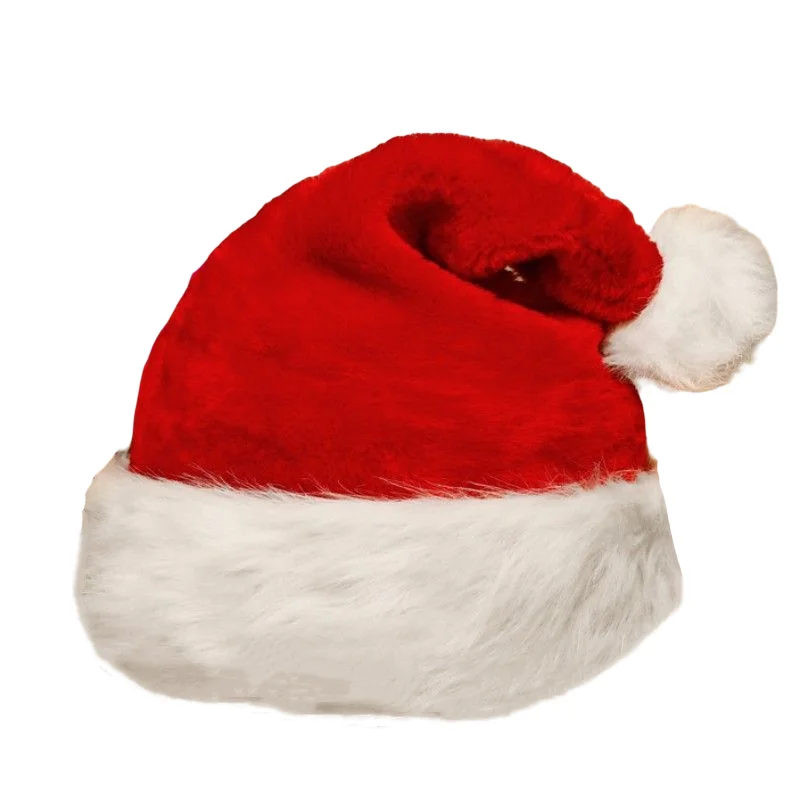 Led Light up santa Hat Merry Christmas Decorated Felt Santa Claus Winter Hats Logo with Light for Adults and Kids