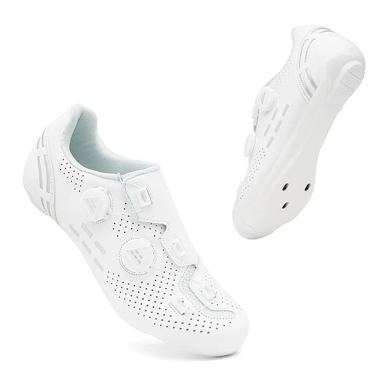 2024 comfortable fashion new Hard-Soled Nylon Road Lock Small White Shoes Breathable Bicycle Shoes Lock Shoe Set