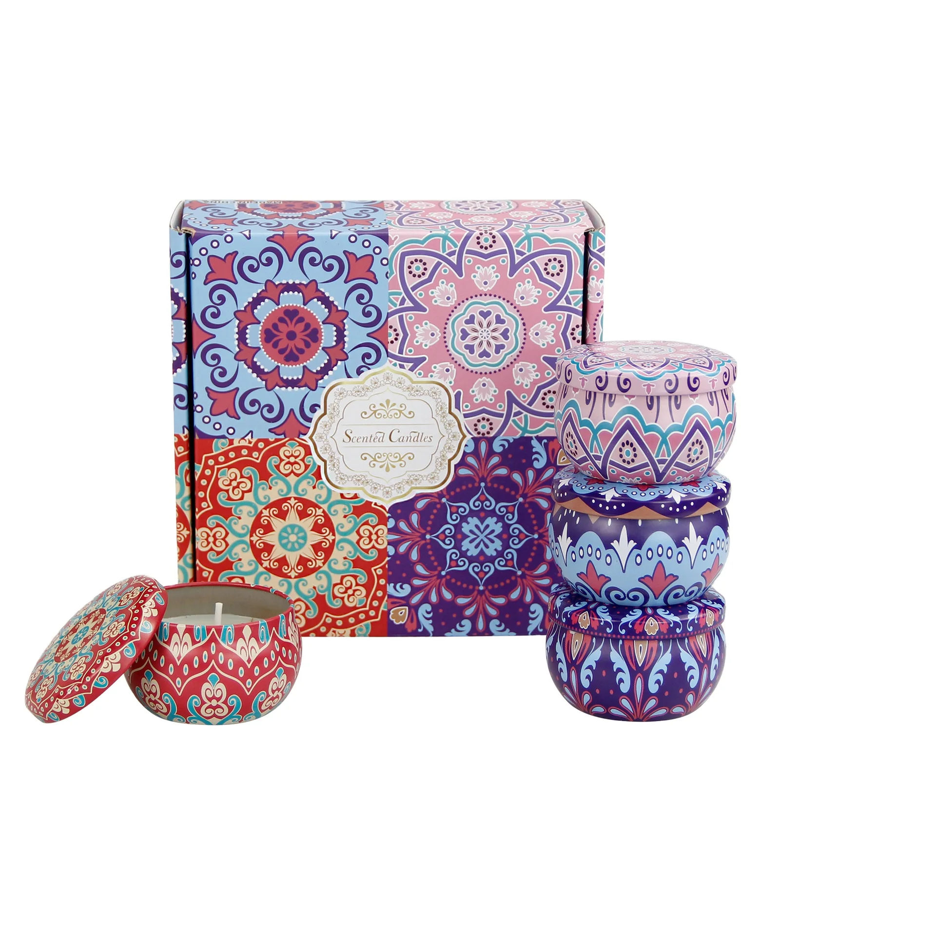 Hot Sales Wholesale Luxury Gift Set Metal Aroma Tins Jar Candle Natural Soy Wax Scented Candles