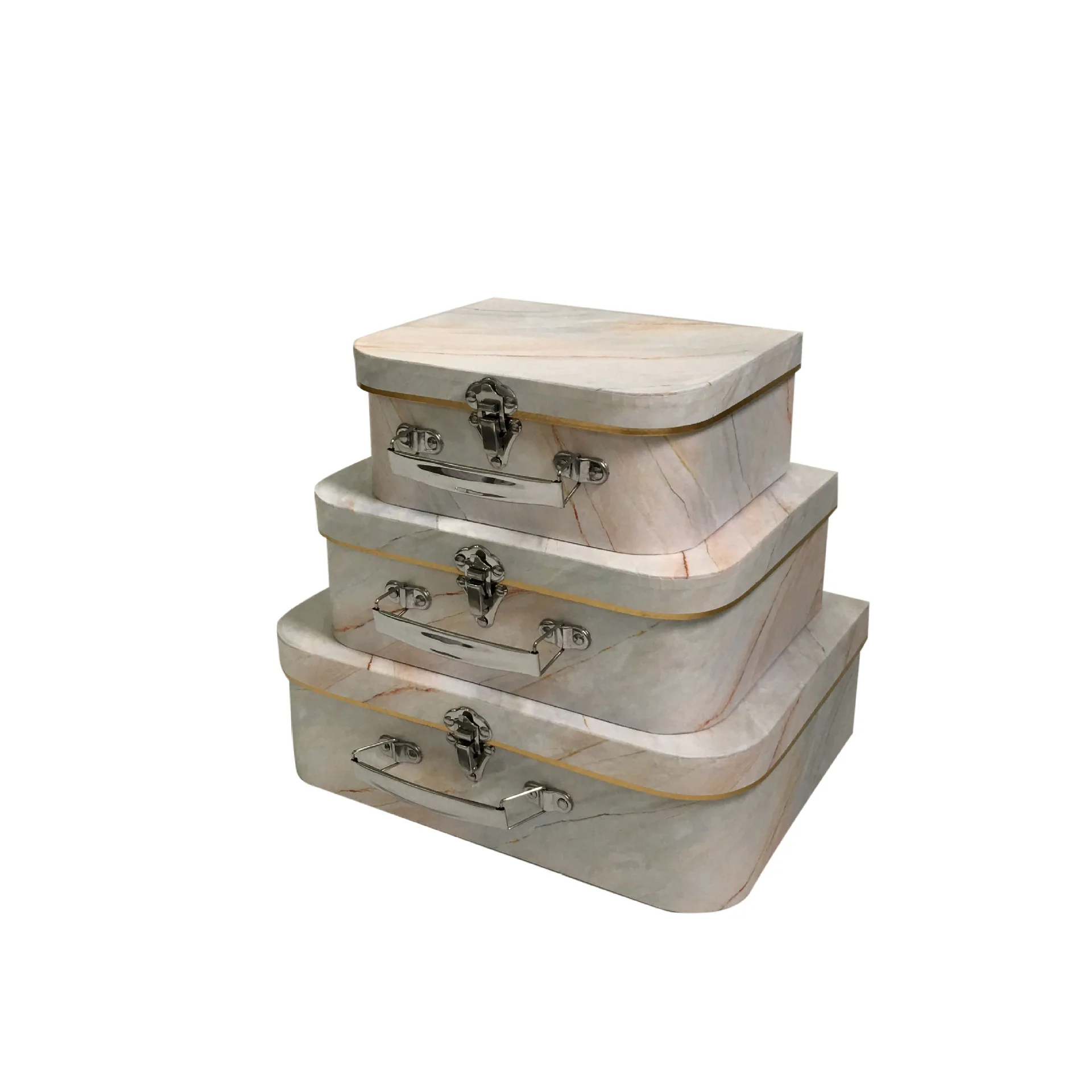 Suitcase Gift Box Set Kraft Paper Marbling Vintage Travel with Handle with Handle Acceptable Paperboard Recyclable 7-15 Days