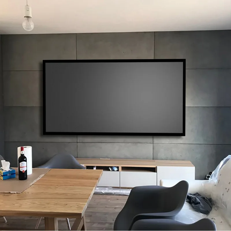 New Listing High Quality  60 Inch 16:9  Wide frame 4.5cm Home Theater Wall Gray soft Alr Pet  frame Projection Screen