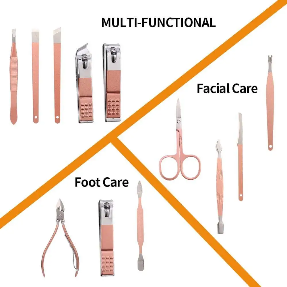 
 18 шт Маникюр Уход за ногтями Набор для ухода за зубами нержавеющая стальные нержавеющие ногтевые клипперы инструменты педикюр набор для женщин Дорожная сумка  