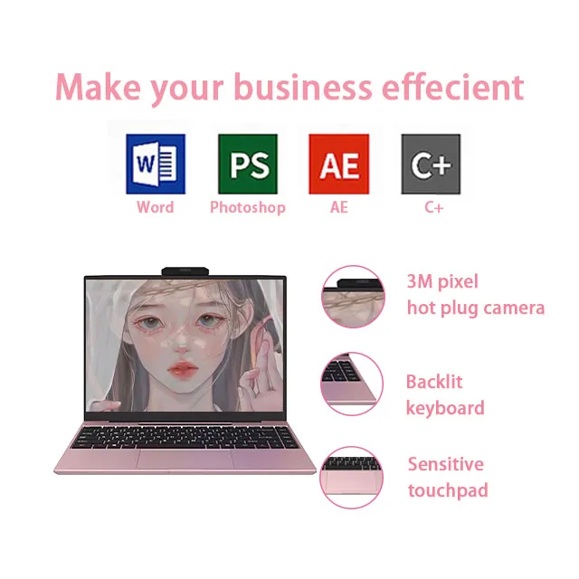 Popular 14 inch Win 10/11 Laptop with IPS Screen SSD 256GB For Laptop for Office Student Touchscreen Gaming Laptop