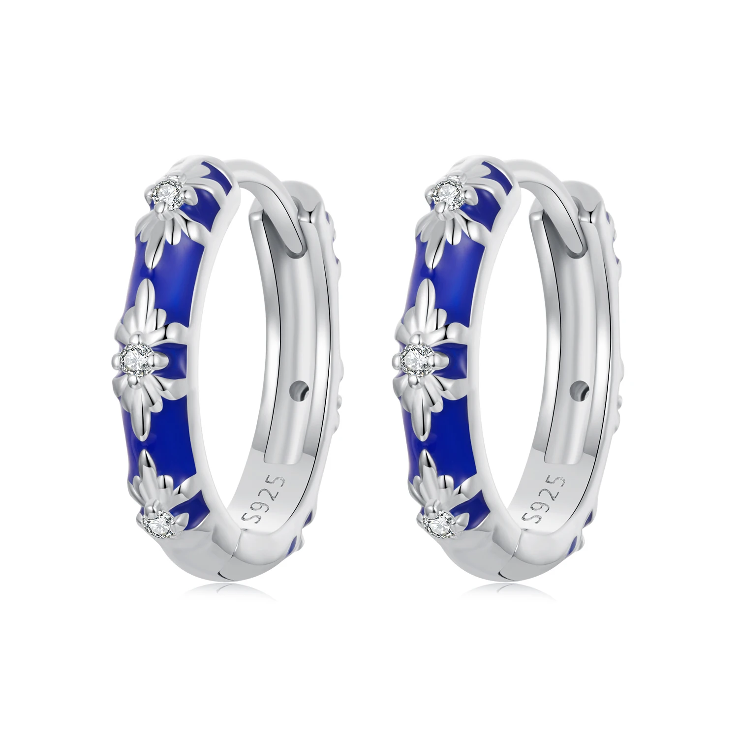 Noble retro blue iris earrings for women European and American popular s925 sterling silver earrings
