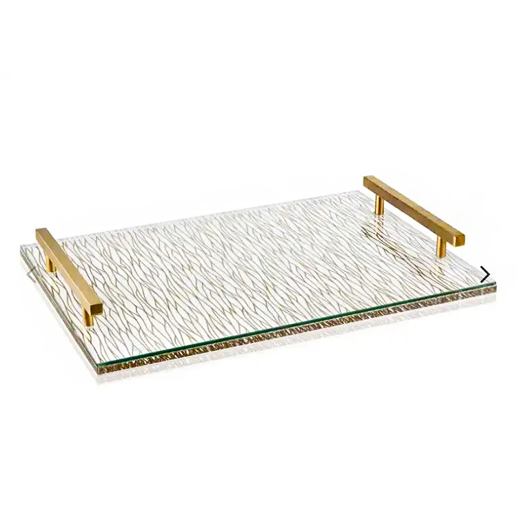 Wholesale Judaica Acrylic Wave Challah Board With Brass Handles Lucite Challah Serving Tray For Sabbath