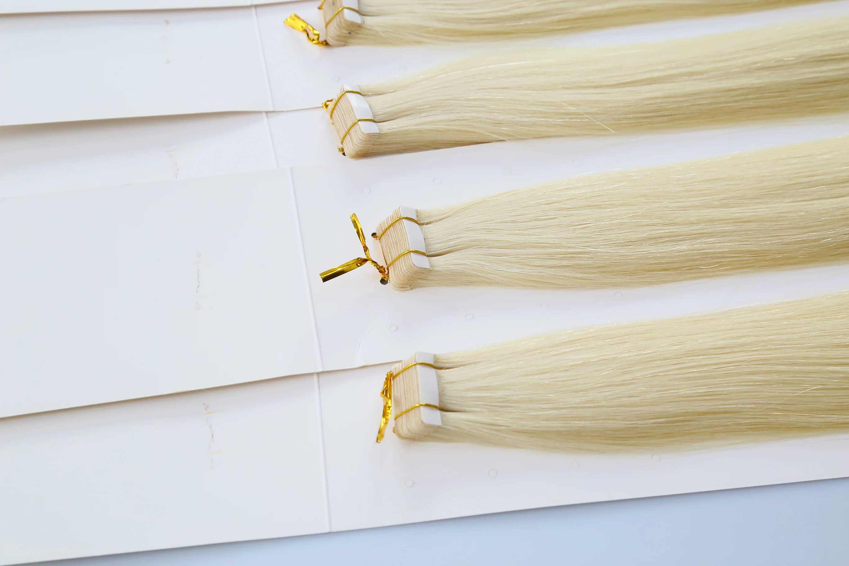 #1001  3X1CM Small Tape in Hair Extensions Light Blonde Color Russia Hair With Double Drawn Full End