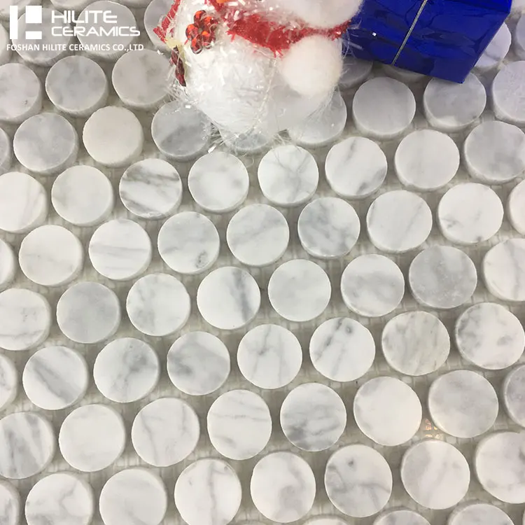 HILITE Foshan Waterjet Natural Stone Mosaic Gray Bathroom Round and Circle Matt Porcelain Kitchen Backsplash Tile 300*300mm