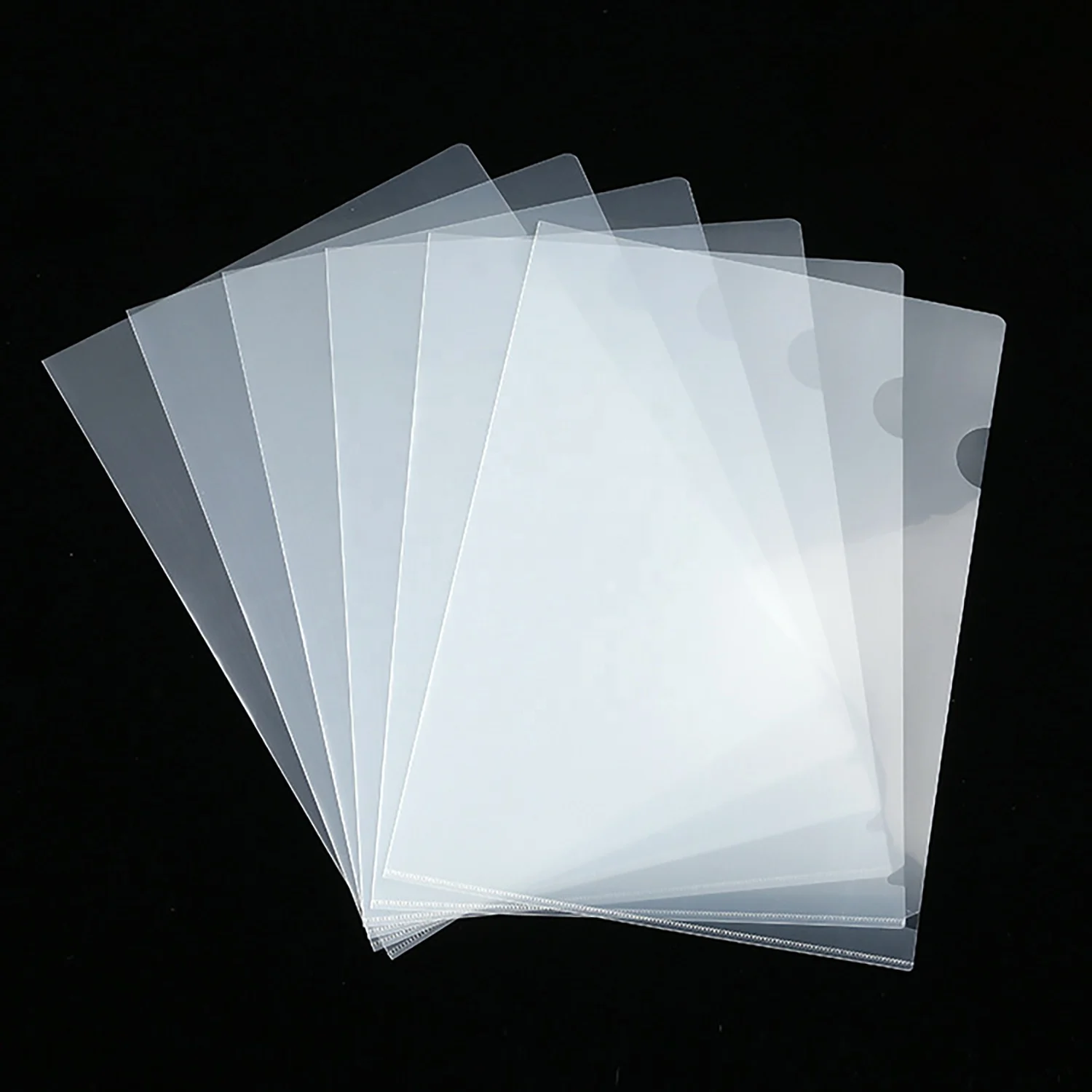 Customized Transparent Document Bag Office Supplies L Shape Pocket A4 PP Plastic File Folder