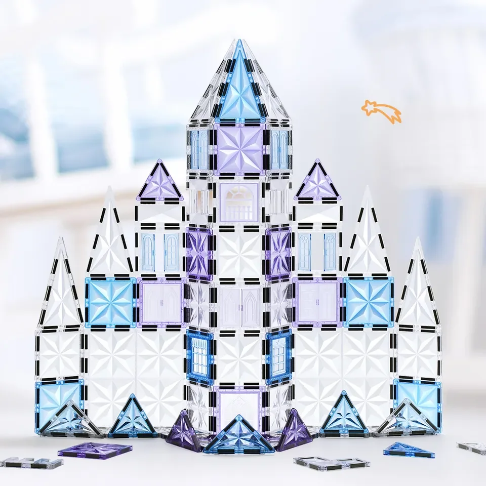 Plastic colorful windows magnetic building blocks toys magnetic toy transparent colorful windows 3d magnetic building blocks set