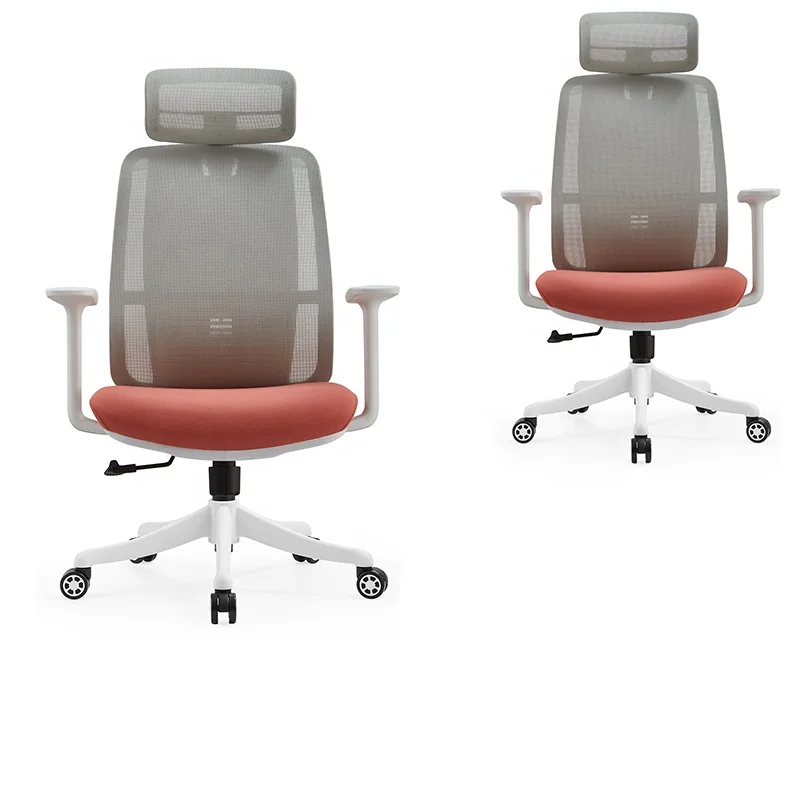 Fashion White Business Office Chair Headrest Adjustable Mesh General Manager Swivel Chair Not leather