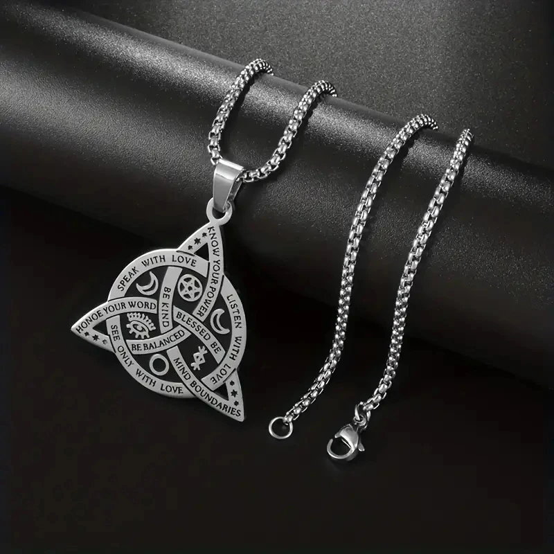 Protective Amulet Jewelry Necklace Viking Witch Celtic Knot Pendant Necklace for Women Men Moon and Sun Viking Jewelry Pendant