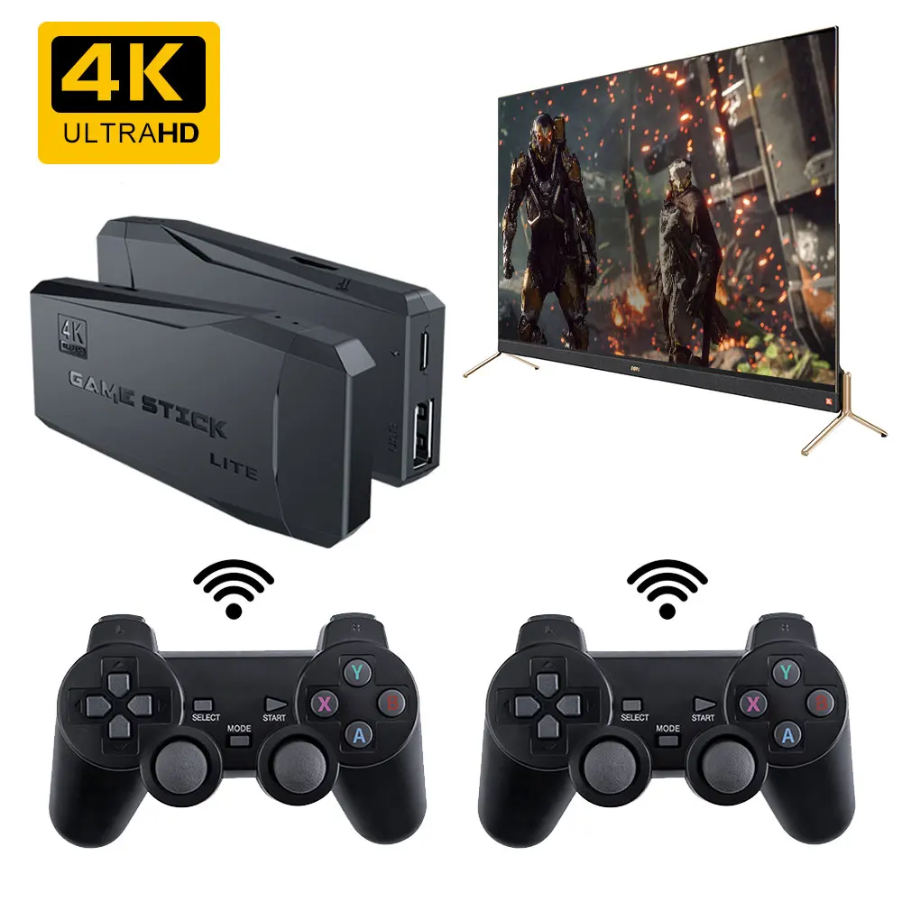  Игровой джойстик M8 4K HD TV Double 2 4G беспроводной геймпад контроллер 3D игровая консоль 64 ГБ с 10000 играми 40 форматов