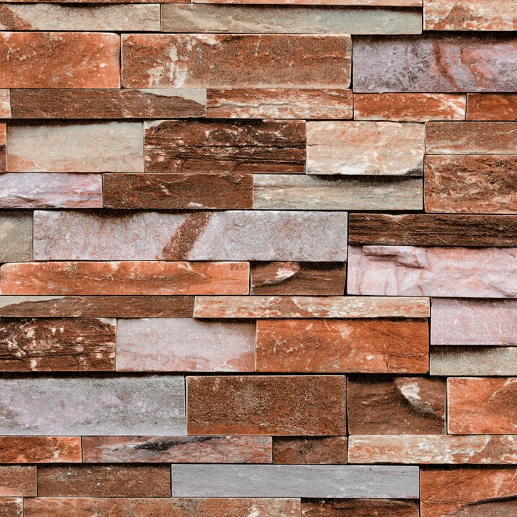 Retro 3D stereoscopic stone wallpaper simulates brick pattern white brick restaurant
