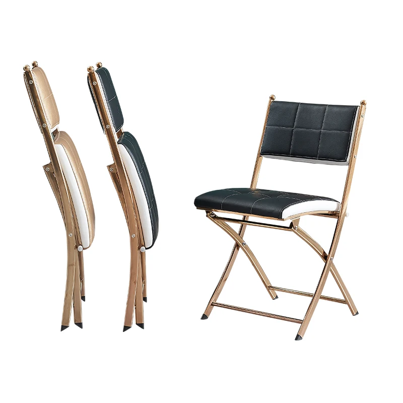 Out door Metal iron frame Nordic style Portable  leather chair cushion folding garden dining  chairs