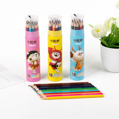 Цветная бумажная трубка с точилкой для карандашей, цветные карандаши, детские деревянные шестигранные стержни для рисования, 3,0 мм, высокая концентрация цветных свинцов