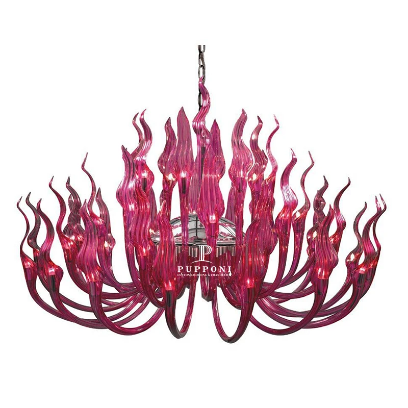 New Arrival Purple Modern Luxury Lighting Pendant Light Murano Style Glass Art Hanging Lamps Chandelier