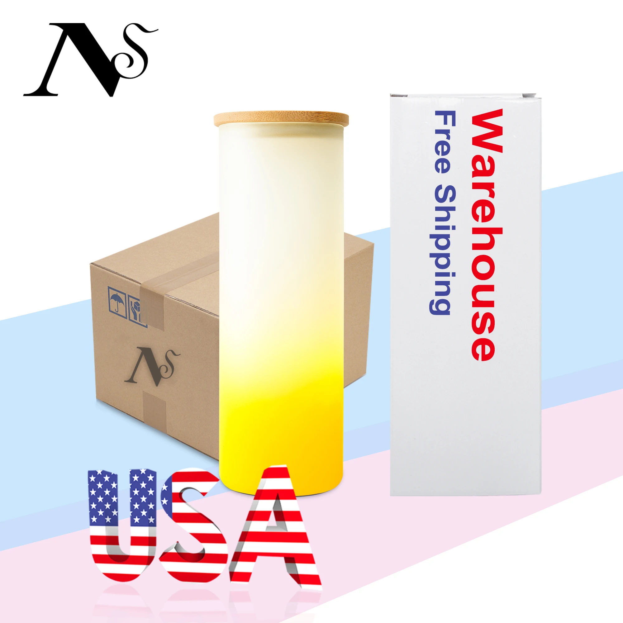 Wholesale 25oz Frosted Gradient Colorful Mixed Wine Skinny Glass Sublimation Tumbler Mug With Bamboo Lid And Plastic Straw