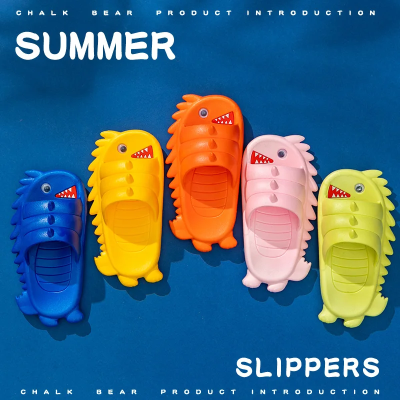 Summer 2021 New cute cartoon shark children slippers Bath home boys and girls slippers