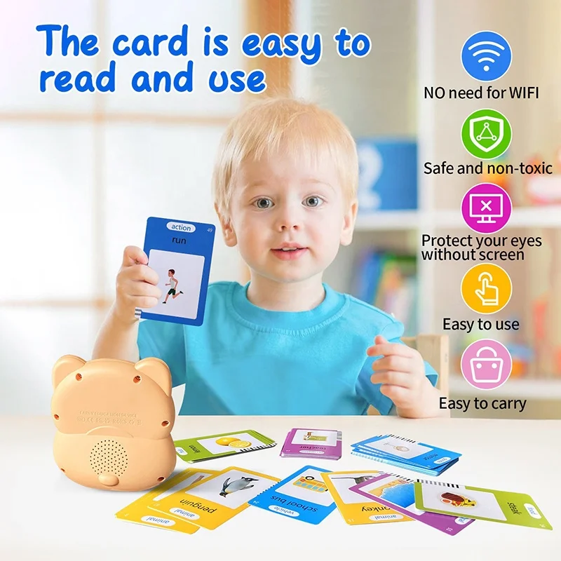 Samtoy Newest 112 Cards Montessori Cognitive Pocket Speech Therapy Toys Baby Kids Learning Flash Cards With Question Function