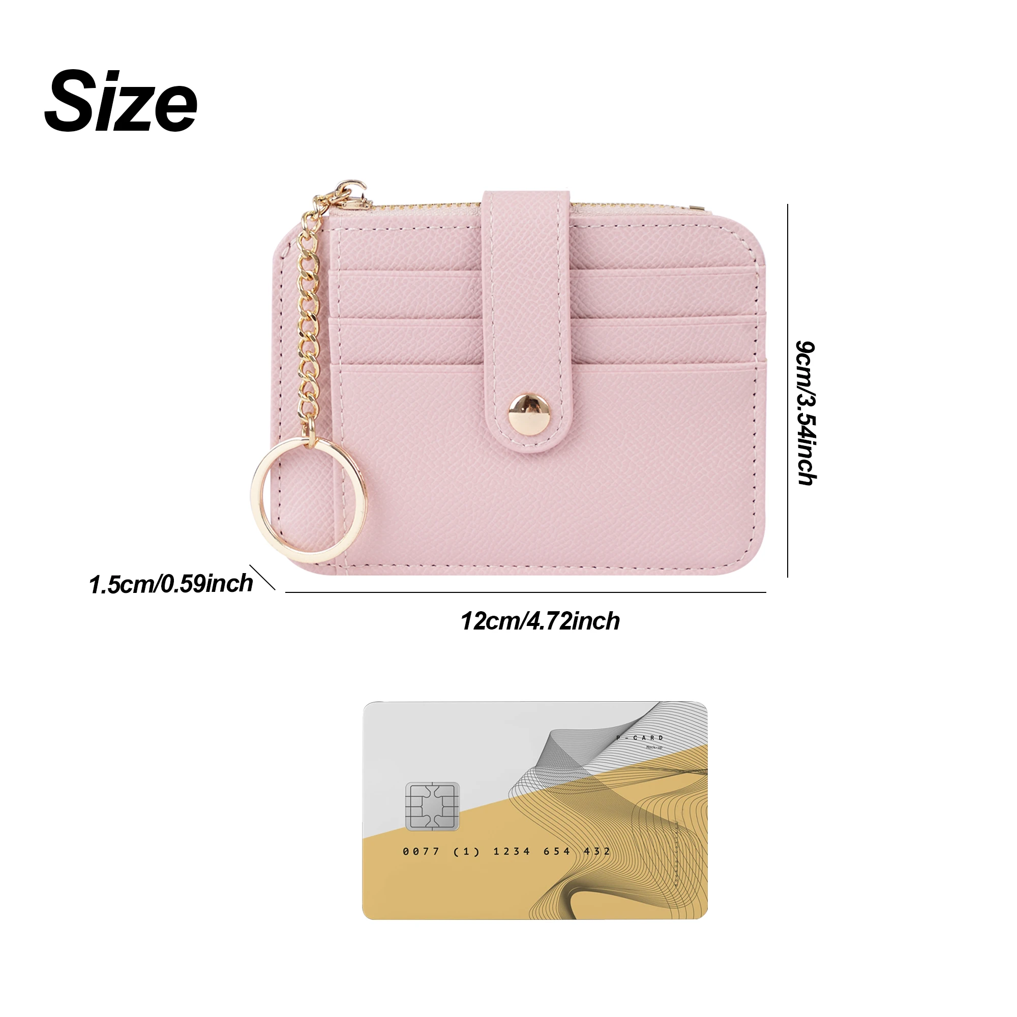PU Leather Coin Purse Change Mini Purse Wallet With Key Chain Ring Zipper for Men Women Fashionable Bag Key Chain