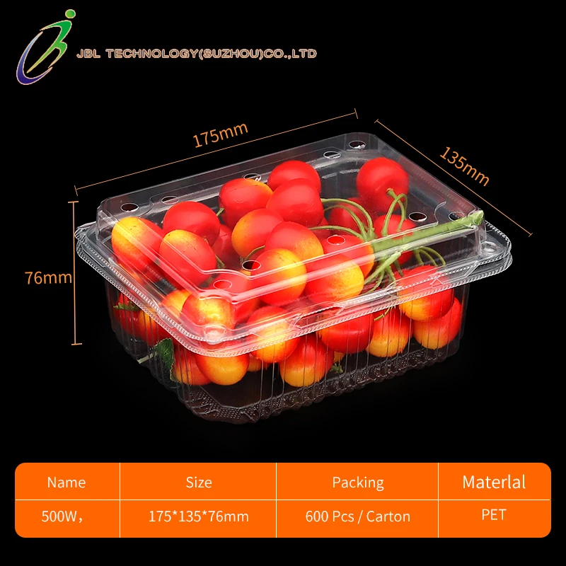 Disposable RTS transparent grapes cherries packaging food grade pet blister fruit grapes clear boxes plastic for grape