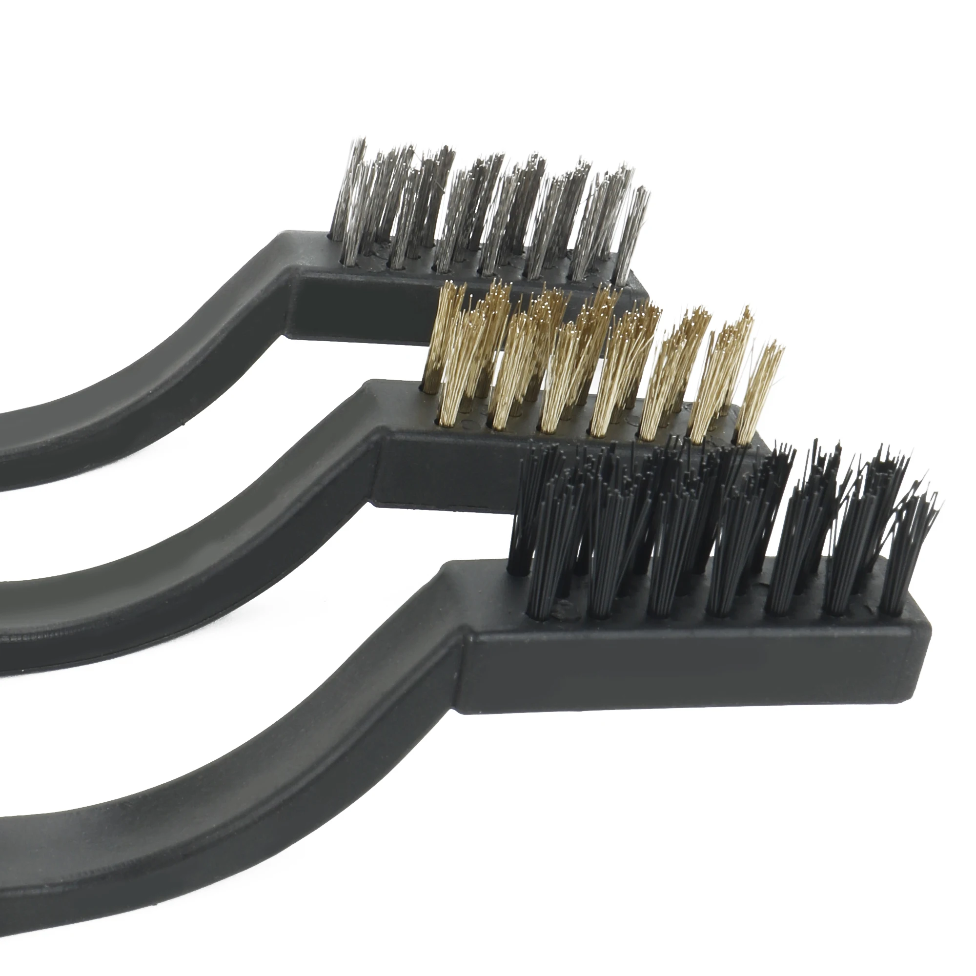 3Pcs Mini Stainless Steel Nylon Brass Bristles Brush Set for Cleaning And Rust Removing 7 Inch Industrial Wire Brushes