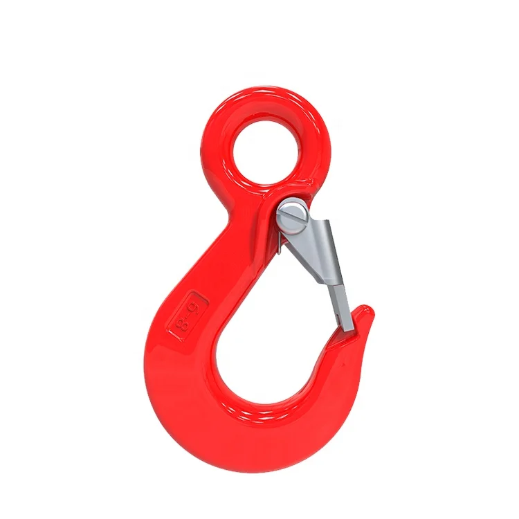 Shenli rigging G80 alloy steel eye hoist sling hook with latch /eye lifting sling hook