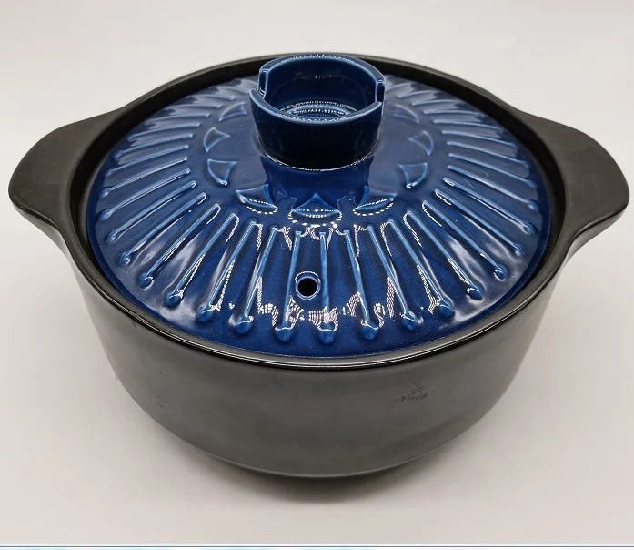 ceramic soup cooking pot with lid, heat resistant cookware