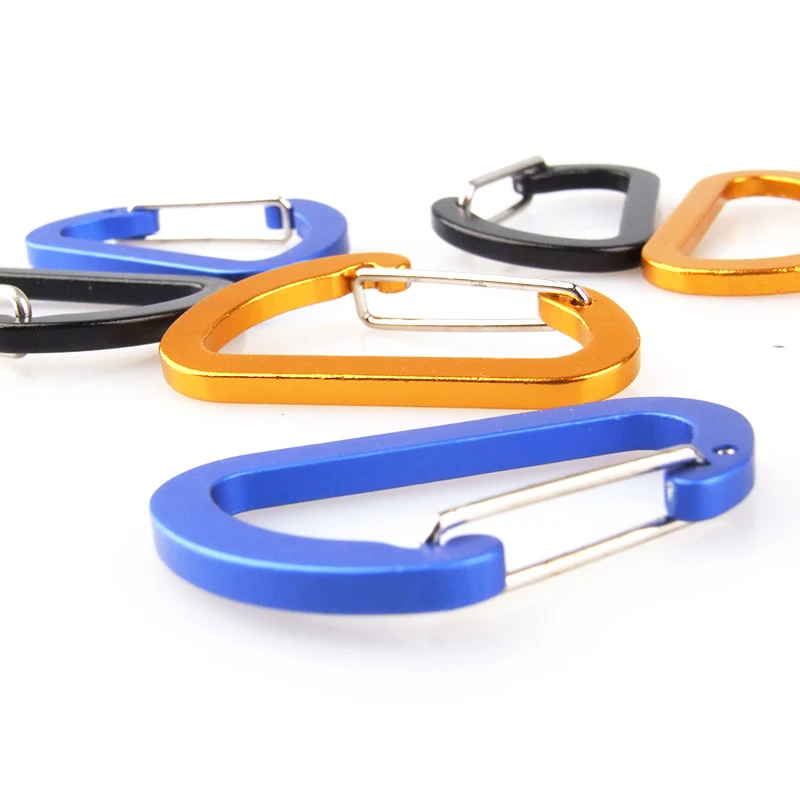 5cm small mini D shape carabiner flat aluminum carabiner clip keychain