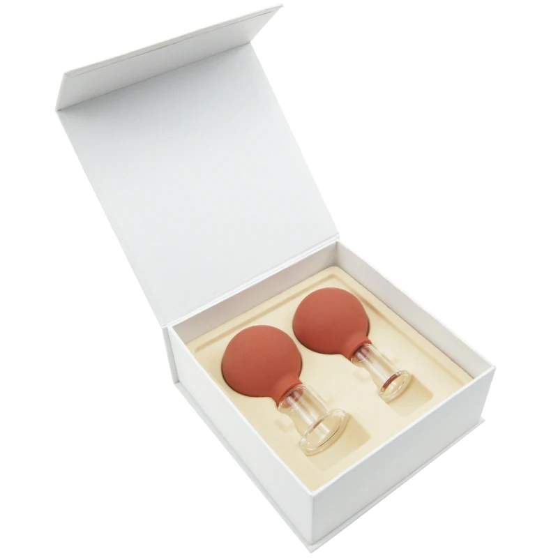 Rubber Suction Bulb Glass Cupping Set 2pcs Anti cellulite vacuum Massage body facial massage  rejuva cup