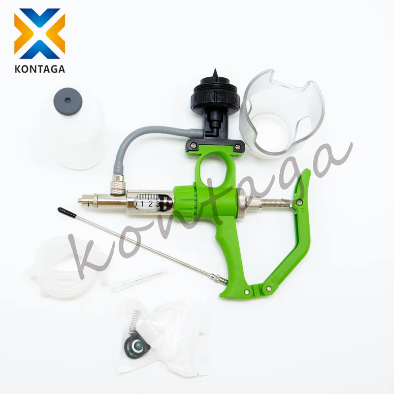 2ml 5ml metal veterinary automatic vaccine syringe injection gun with bottle holder