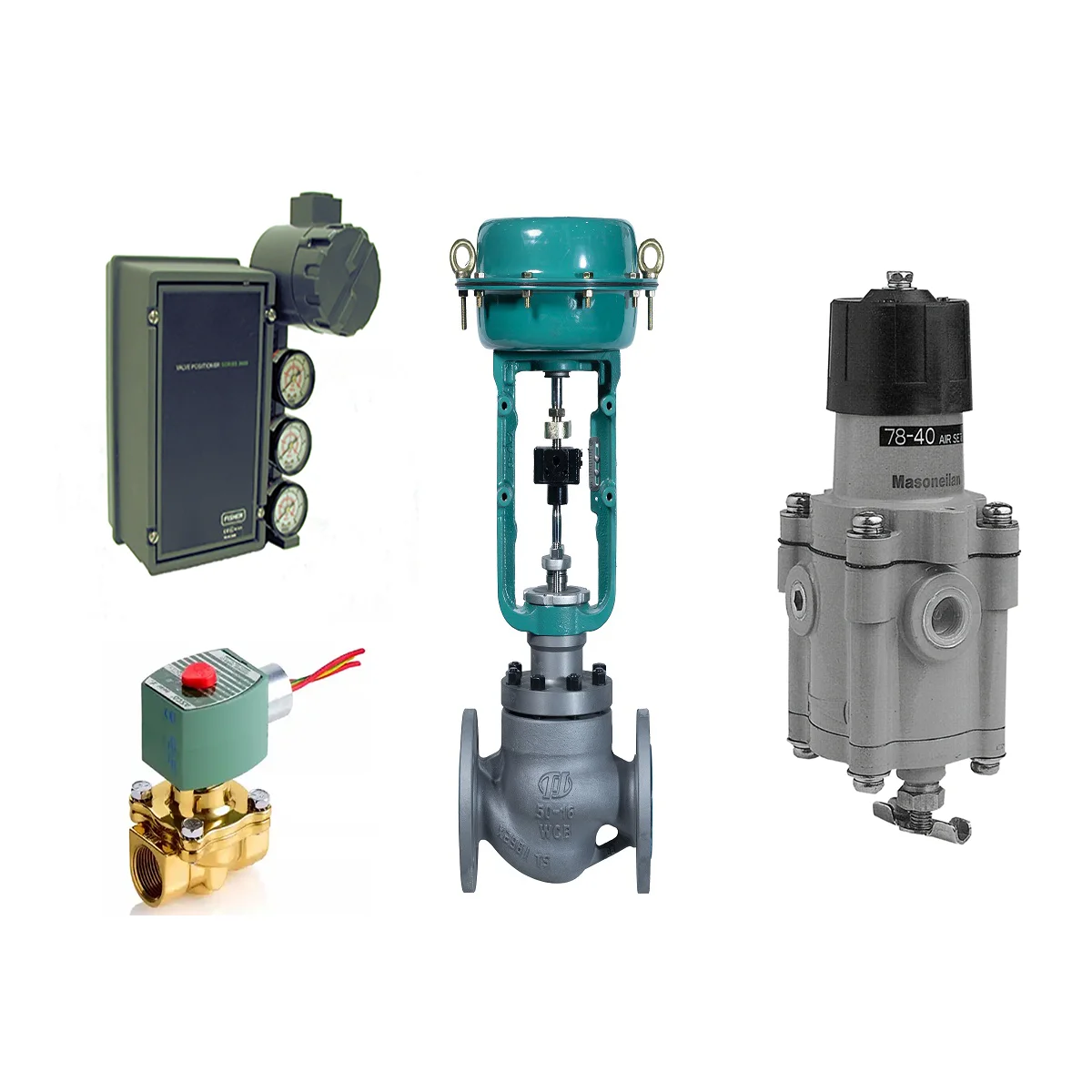 Fisher 3620J Electro Pneumatic Positioner With Masoneilan 78-40 Air Filter Regulator ASCO 210 Solenoid Valve for Control Valve