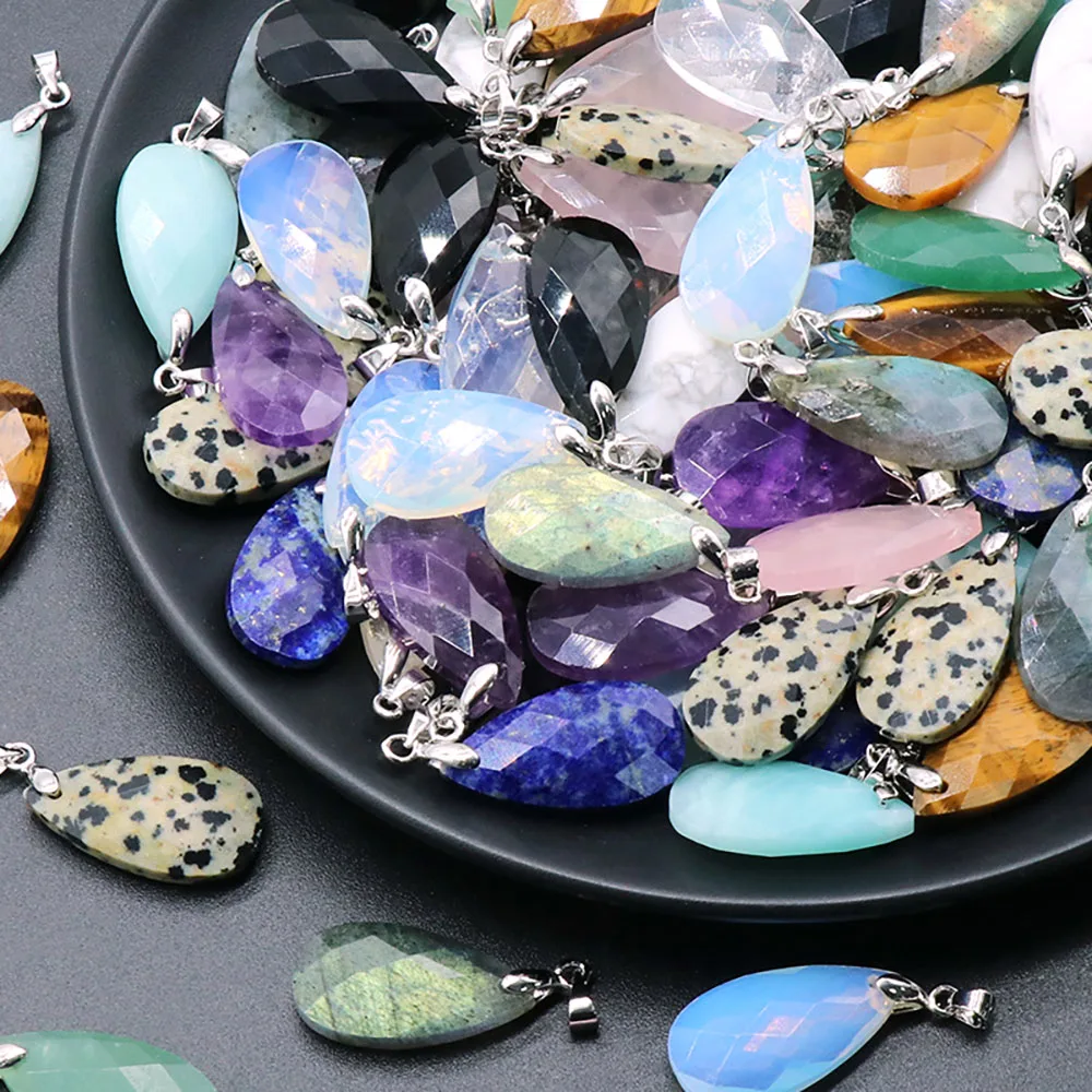 Wholesale natural water drop face cut copper melon seed buckle pendant diy necklace earrings jewelry pendant accessories