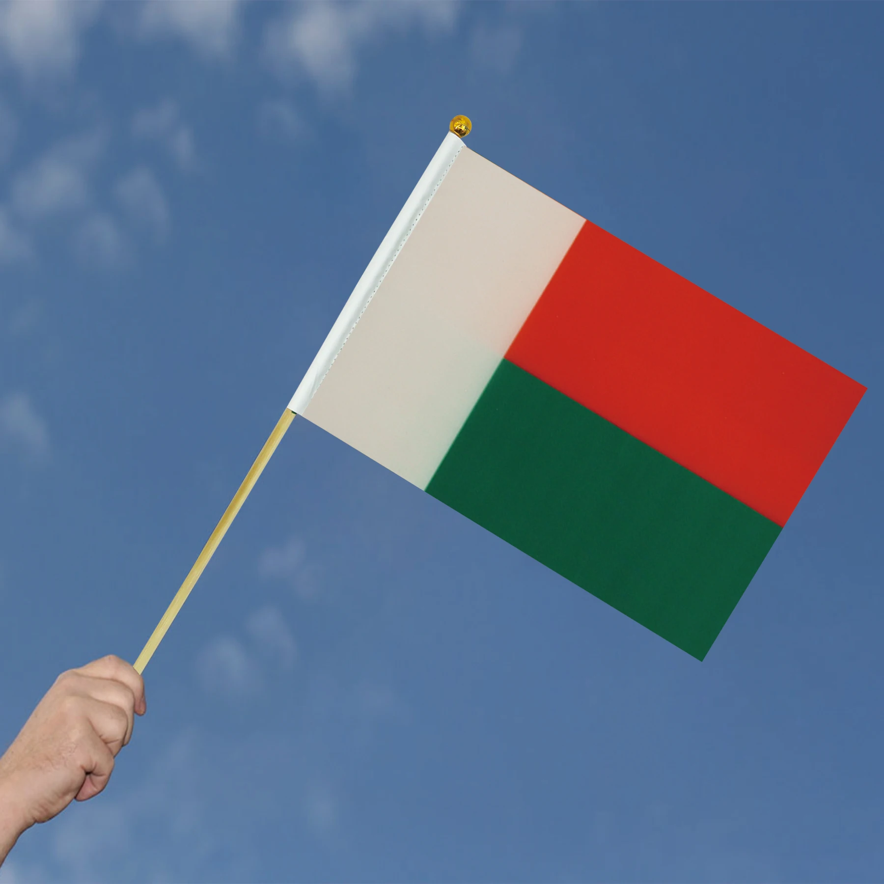 Wholesale High Quality Mini Hand Held Flag Madagascar Hand Waving Flag With Wooden Pole