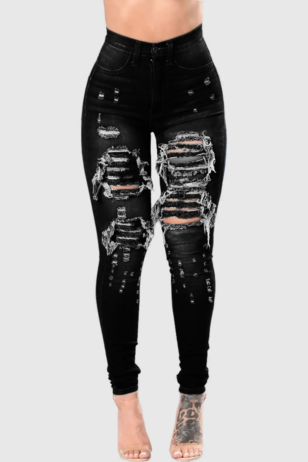 Wholesale Hot Sales Stretchy Jean Women Slim Straight Ripped Jeans Mujer Skinny Pencil Style Distressed Jeans Women