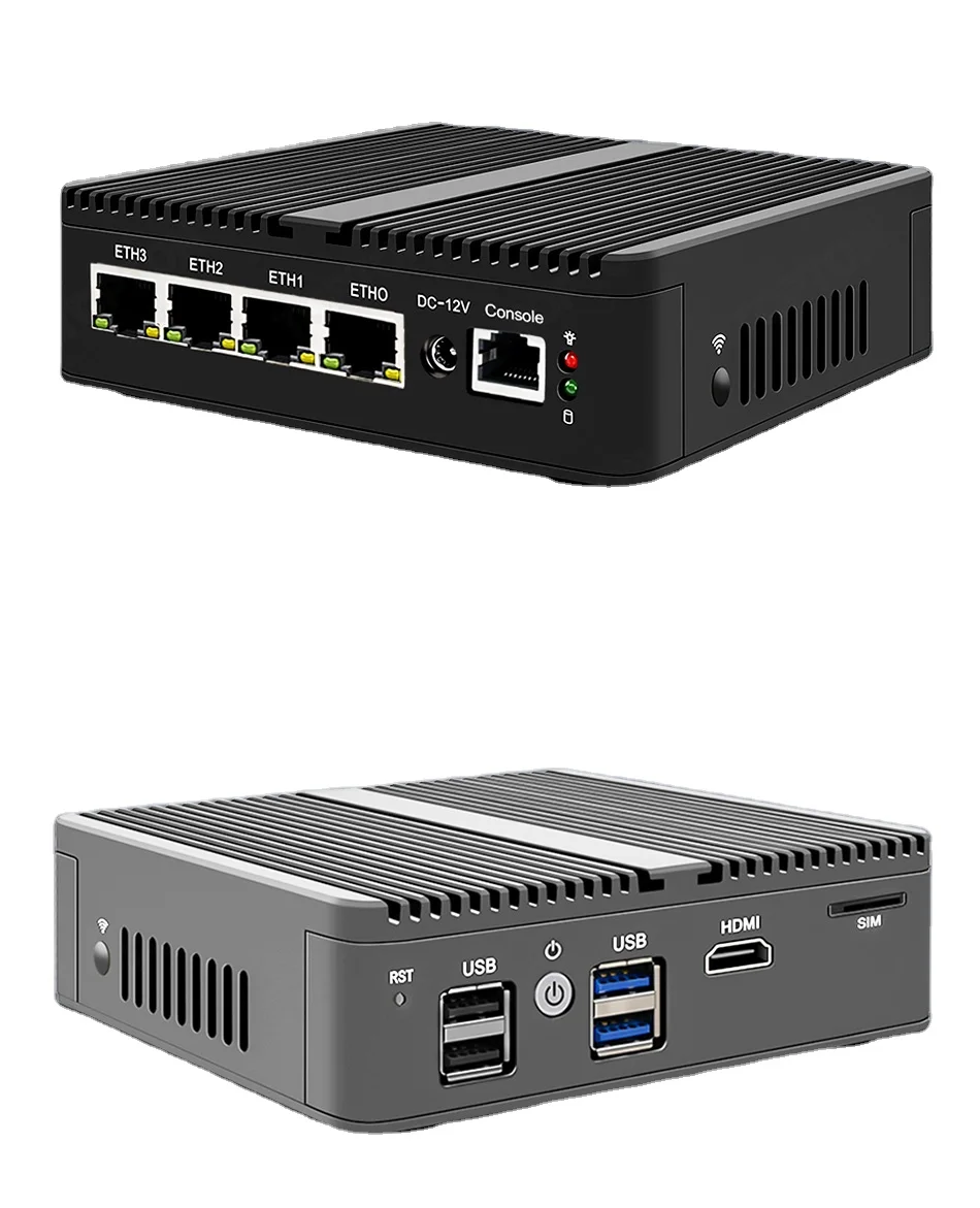 Router 4x i225 i226 2.5G LAN 2xDDR4 NVMe Industrial 12th Gen N100 pfSense Firewall N5105 Fanless Mini PC 4xUSB OPNsense PVE ESXi