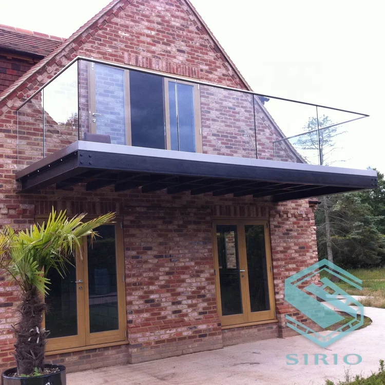 Modern Aluminum Balcony  Handrails Aluminum U Channel Glass Railing Base shoes  Deck Railing install with LED light