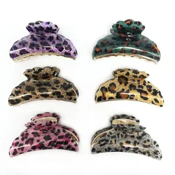 Vintage 9cm large printing plaid leopard marble clamp wave hair claws clip acrylic flower dot zebra stripe designer hair claw