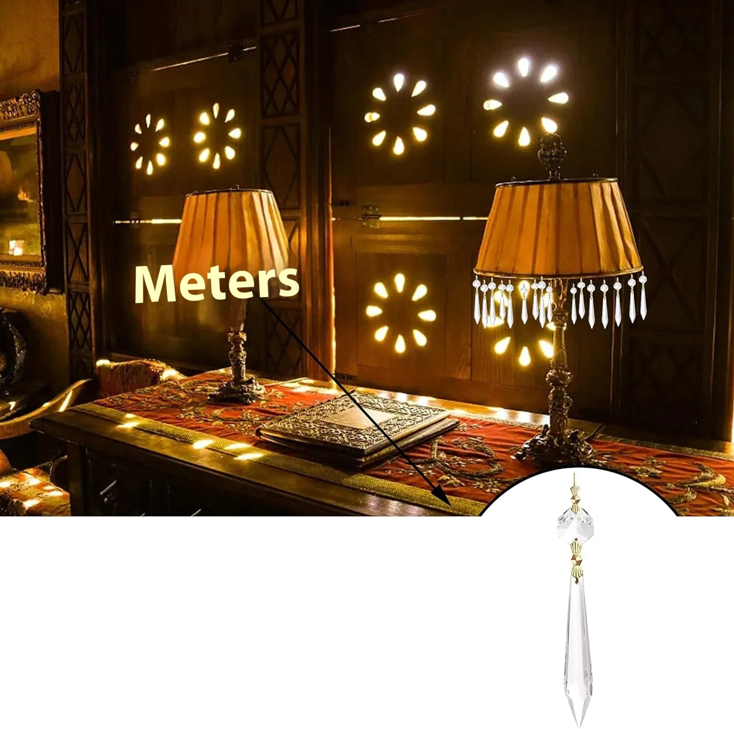 Multi-Size Decorative Crystal Pendant Chandelier with Pearl and Glass Beads Featuring Prism Lampwork & Glass Beads