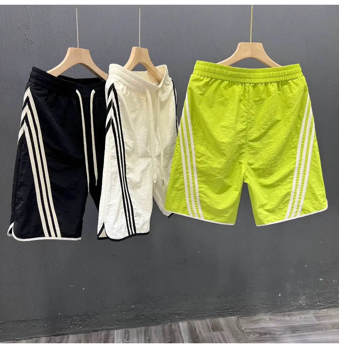 Custom Summer Blank Webbing Workout Sportswear Track Gym Shorts Mens Track Shorts Elastic Waist Nylon Shorts for Men