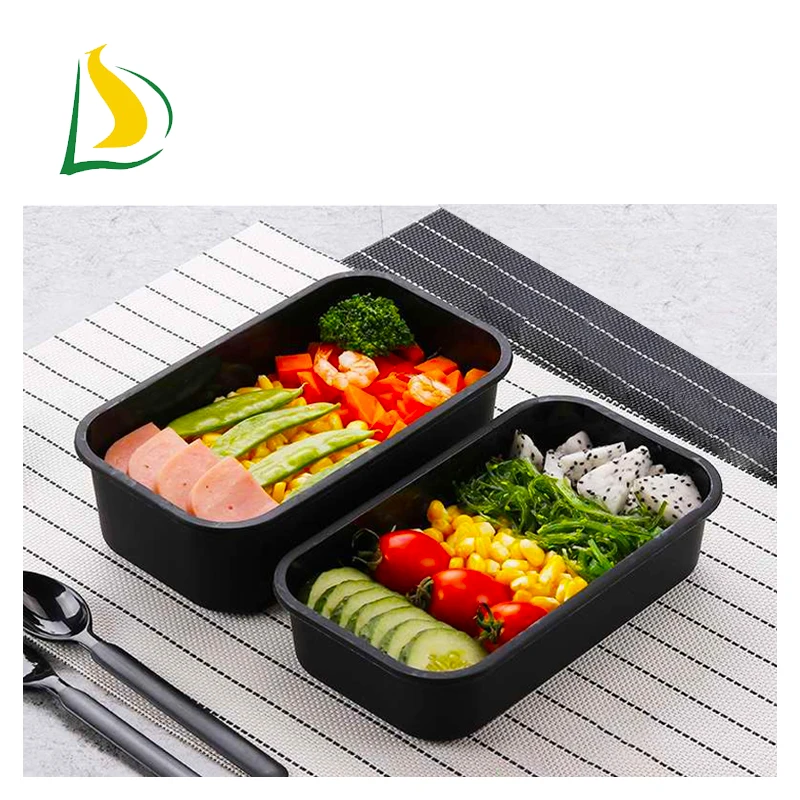 400ml Black Microwave Safe 1 Compartment Disposable Plastic Containers Lunch Box With Lids